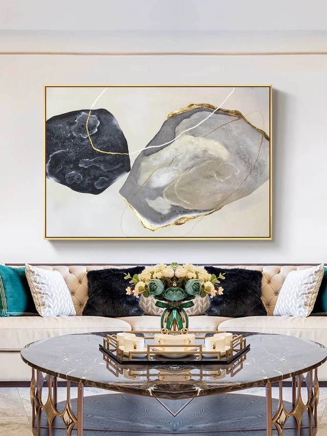 Black Giant White Abstract Canvas Artwork P4CJV wall art